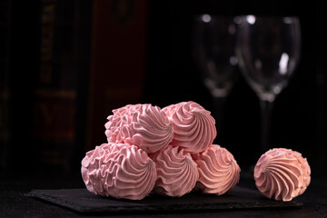 Cranberry marshmallows or marshmallows with a cup of tea. Natural Dietary Marshmallows