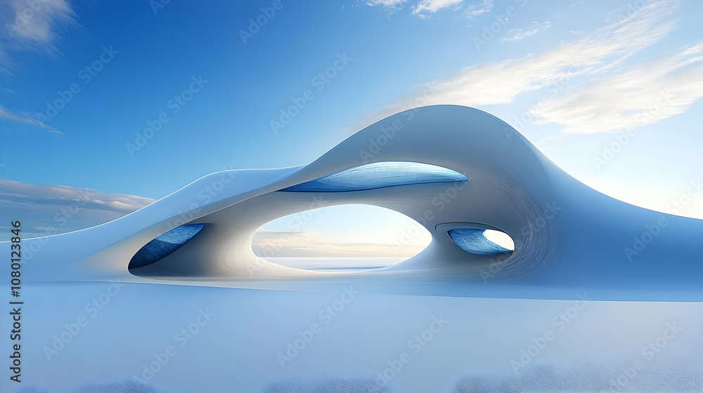 Aufkleber abstract 3d architecture with curved walls and windows