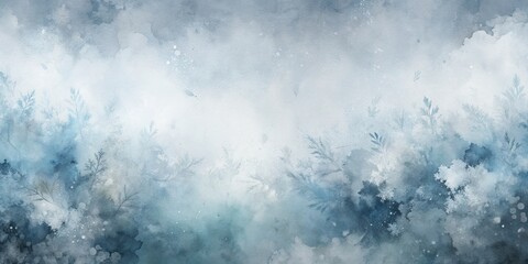 Obraz premium Winter Dreamscape Abstract Watercolor with Delicate Foliage and a Cool Color Palette