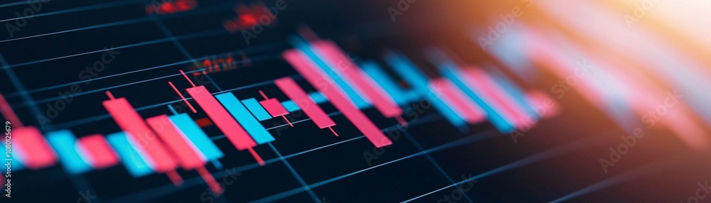 Poster a close-up view of stock market graphs displaying financial trends and data analysis in a modern set