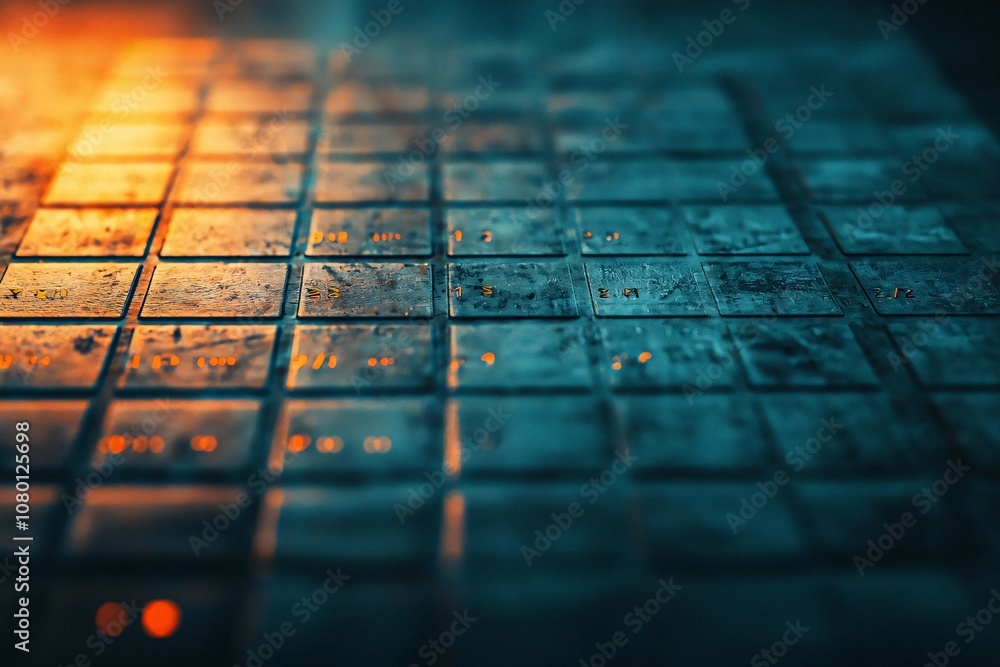 Poster a close-up view of a textured surface with light reflections, showcasing unique design and color con