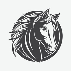 Horse Silhouette Logo Vector Illustration Isolated on White Background in Minimalist Style