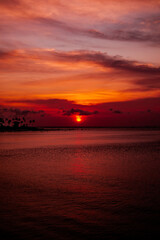 Beautiful sunset with graduated sky. This photo was taken on September 14, 2024, at 5.53 pm at Ciputih Beach.