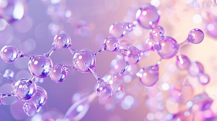 Atom Molecule network with Light Purple Chemistry Models Concept