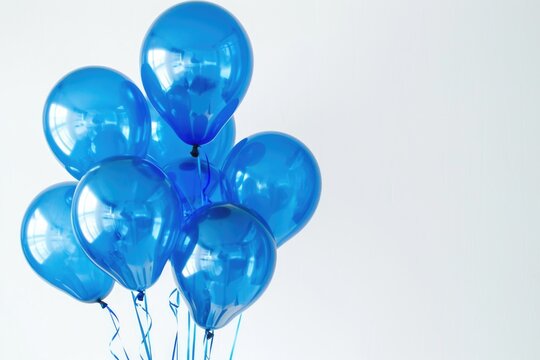 Balloons Blue. Greeting Card Design with Bunch of Blue Balloons for Birthday Celebration - Powered by Adobe