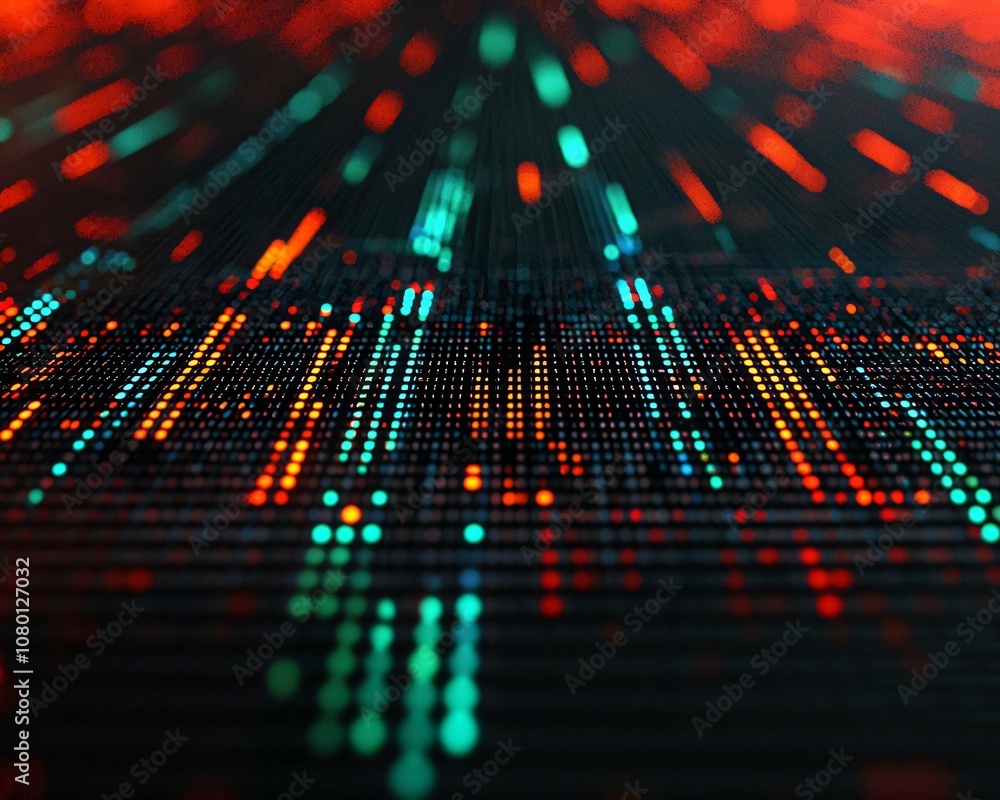 Poster abstract digital pattern with vibrant dots representing data flow and connectivity in a technologica