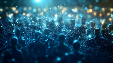 Abstract Background with Silhouettes and Network