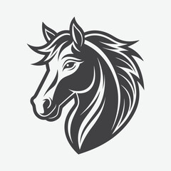 Horse Silhouette Logo Vector Illustration Isolated on White Background in Minimalist Style