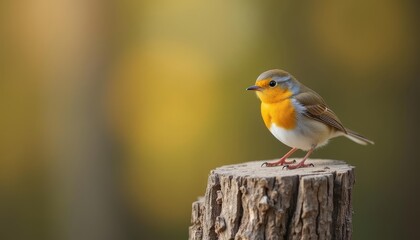 Fototapeta premium Bird of beauty perched on a tree stump