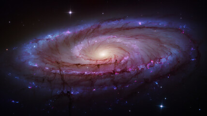 M74 A swirling cosmic nebula illuminates the vast, starry night sky