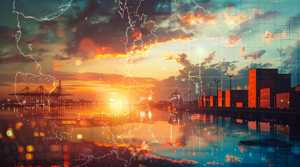 Сargo ship with containers. The global logistics and marine industry for export and import operations.