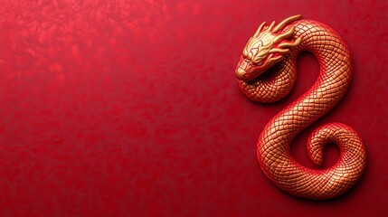 Obraz premium A vibrant red dragon illustration symbolizing good fortune.