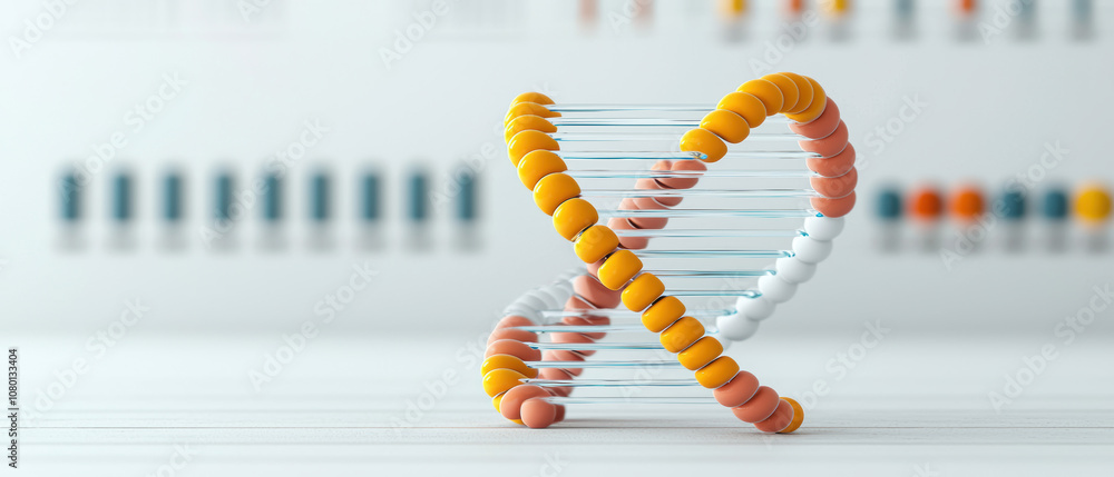 Poster personalized medicine genetic testing concept. a 3d representation of a dna double helix made with c