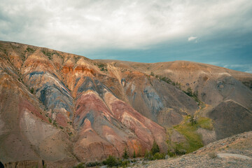 Mountain panorama of beautiful valley in Altai mountains. Altai Mountain range, North Altai, Gorny Altai republic, Russia.