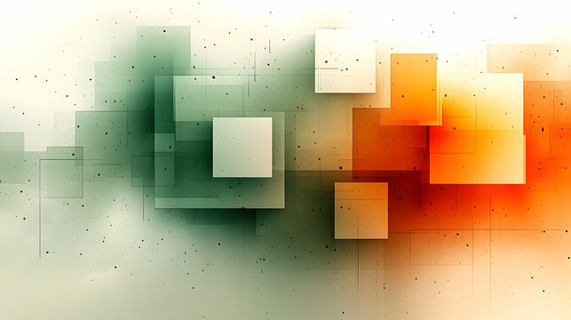 Abstract Background with Green and Orange Geometric Shapes