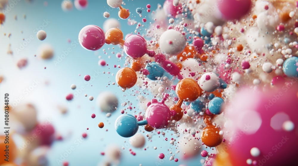 Aufkleber vibrant 3d spheres floating in space, creating a dynamic and colorful abstract composition.