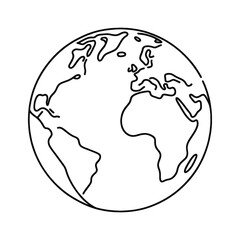 Vector line image on white background, one line. planet earth pattern 