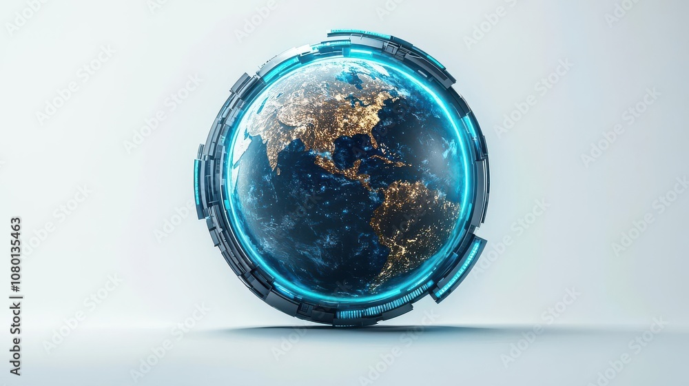 Poster futuristic globe design with a digital interface highlighting global connectivity