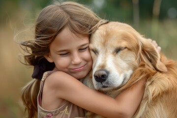 Children and Dog Playing Outside: A Loving Bond of Trust and Kindness