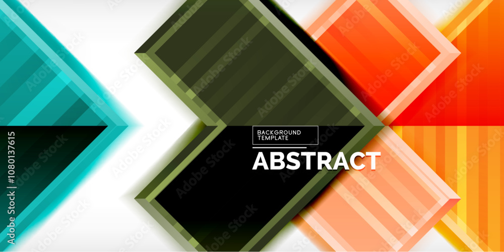 Poster Arrow symbols created with 3d effects and line texture geometric abstract background