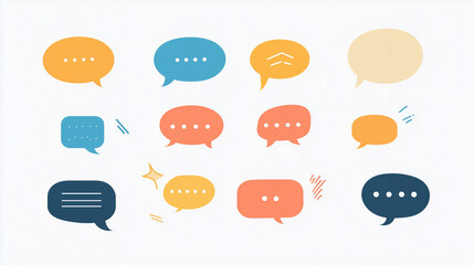 Various speech bubble illustrations, design materials, materials, flat illustrations