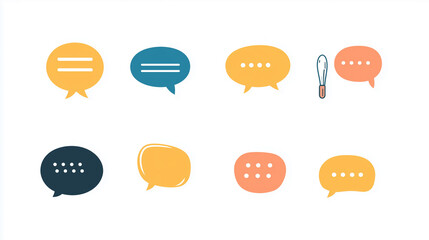 Various speech bubble illustrations, design materials, materials, flat illustrations