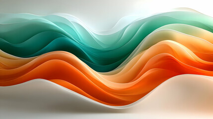 Abstract 3D Wavy Background, Orange and Green