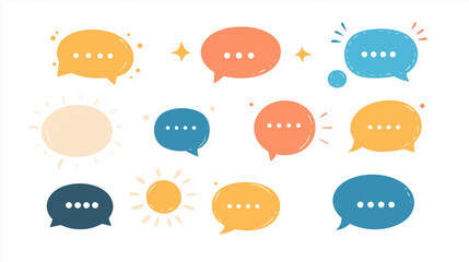 Obraz premium Various speech bubble illustrations, design materials, materials, flat illustrations