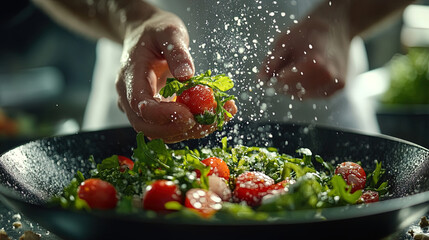 professional food photography of a salad on the table