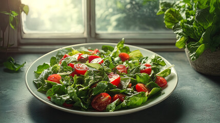 professional food photography of a salad on the table