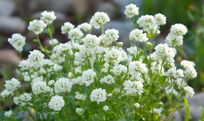 Small White Flowers Grow In The Garden, Generative AI 