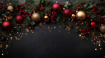 A Festive Christmas Wreath Adorned with Red & Gold Balls, Pinecones, Berries, and Lights, Set Against a Clean White Background