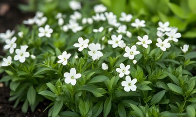 Small White Flowers Grow In The Garden, Generative AI 
