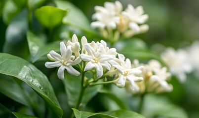 Small White Flowers Grow In The Garden, Generative AI 
