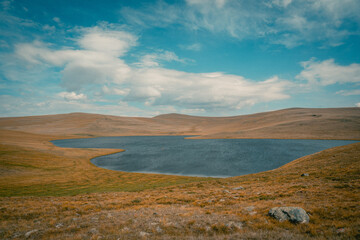 Mountain panorama of beautiful valley in Altai mountains. Altai Mountain range, North Altai, Gorny Altai republic, Russia.