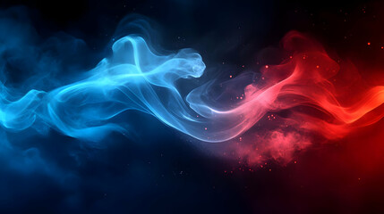 Abstract Background with Blue and Red Swirling Smoke