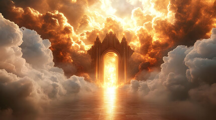 Obraz premium Golden Gate to the Heavens - 3D Illustration