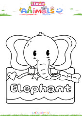 Lets color it Cute theme Elephant