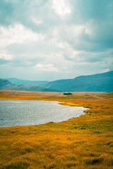 Mountain panorama of beautiful valley in Altai mountains. Altai Mountain range, North Altai, Gorny Altai republic, Russia.