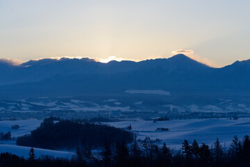 北海道　冬の美瑛の雪景色