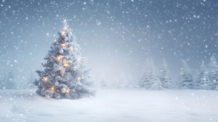 Snowy Christmas Tree in a Winter Wonderland