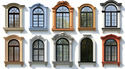 Fototapeta premium Arched Windows with Different Colors and Trim - 3D Illustration