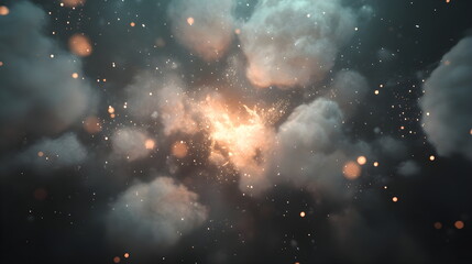 background with fireworks and stras in the sky   with an empty space for text, There is a place for text on the senter. banner, wallpaper postcard background .