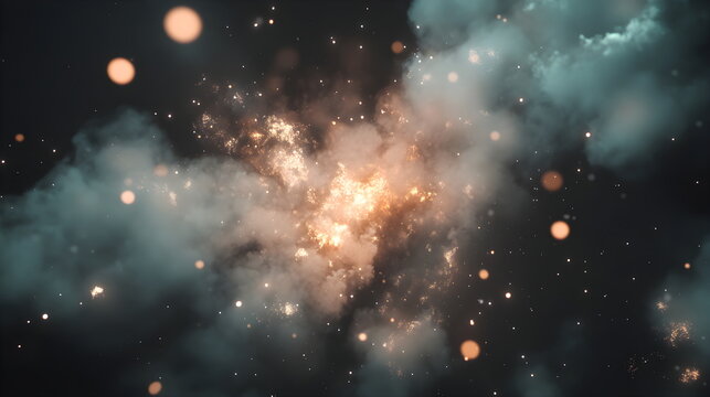 background with fireworks and stras in the sky   with an empty space for text, There is a place for text on the senter. banner, wallpaper postcard background .