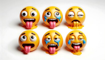 Set of Expressive 3D Emojis with Different Facial Expressions. generator AI