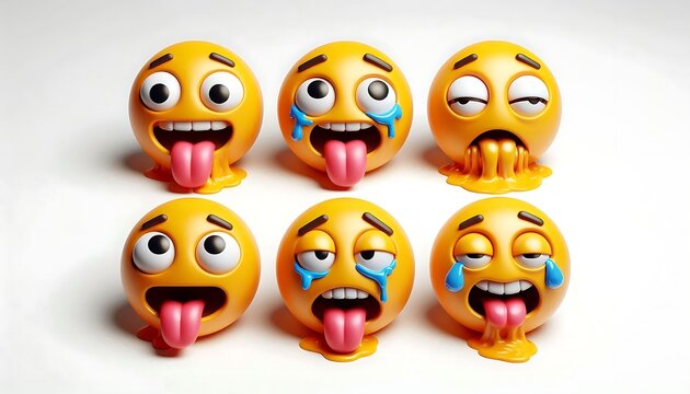 Set of Expressive 3D Emojis with Different Facial Expressions. generator AI