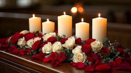 Obraz premium Candles and Roses Centerpiece - Photography