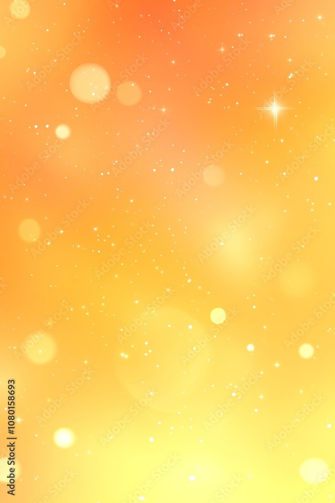 Poster Abstract Orange Yellow Gradient Background With Floating Dust Particles And Bokeh Effects For Design