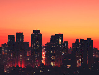Obraz premium city skyline at sunset
