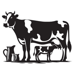 Farm Animal Graphic – Classic Cow Silhouette in Black and White